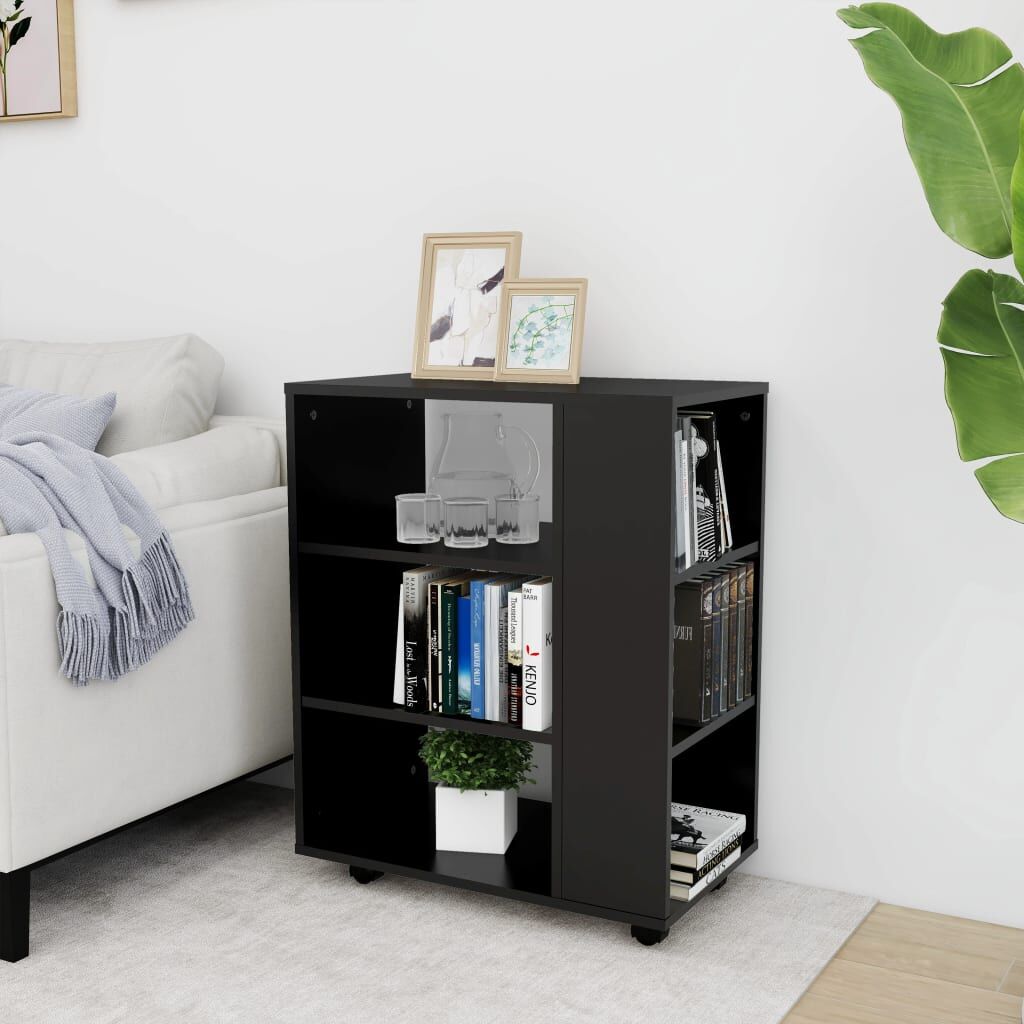 Rolling Cabinet Black 60x35x75 cm Engineered Wood Price