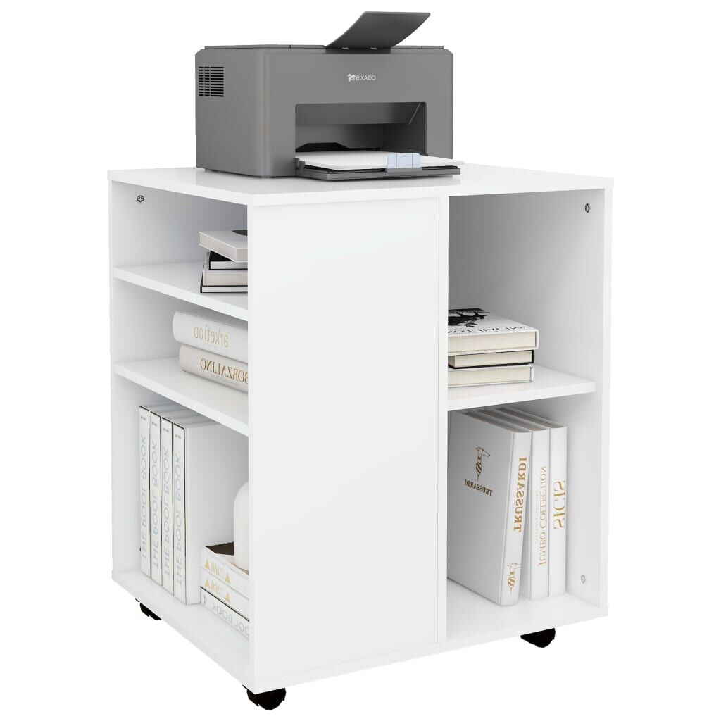 Rolling Cabinet White 60x53x72 cm Engineered Wood Price