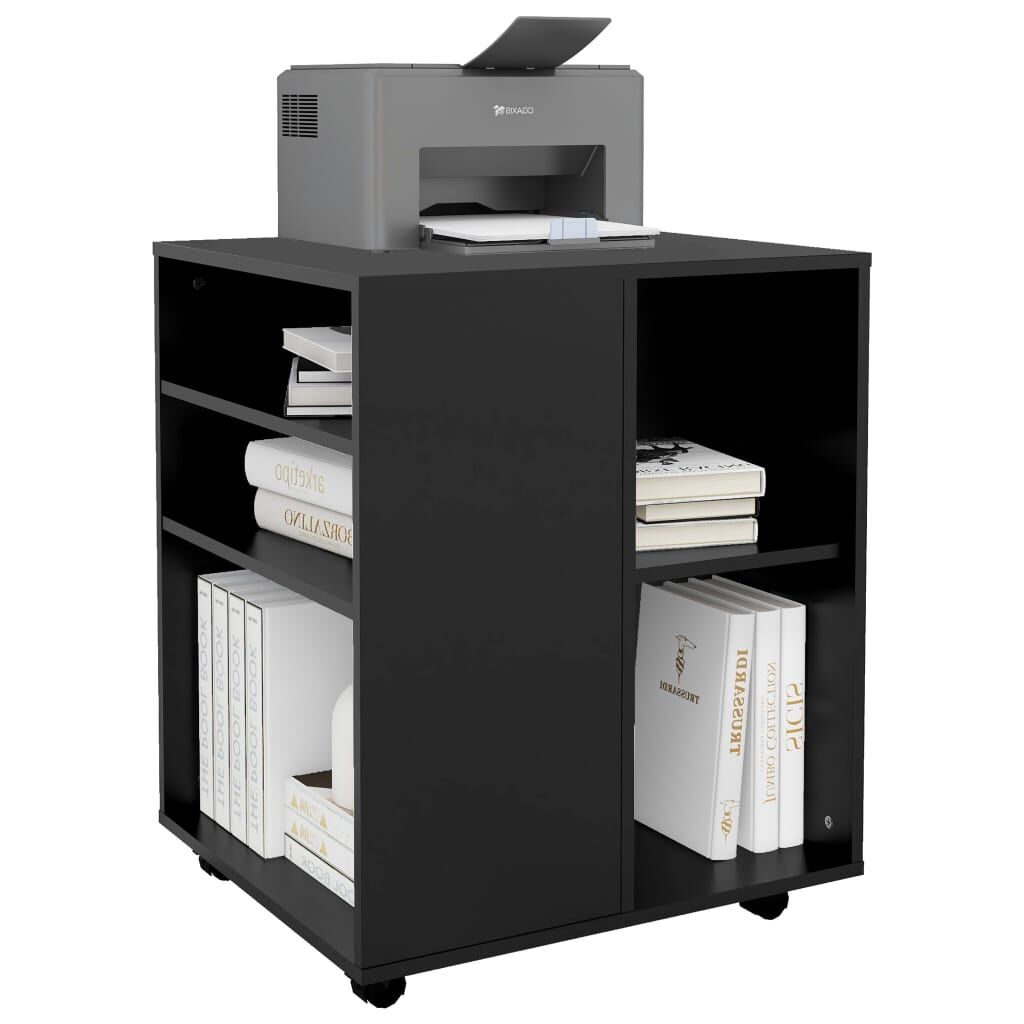 Rolling Cabinet Black 60x53x72 cm Engineered Wood Price