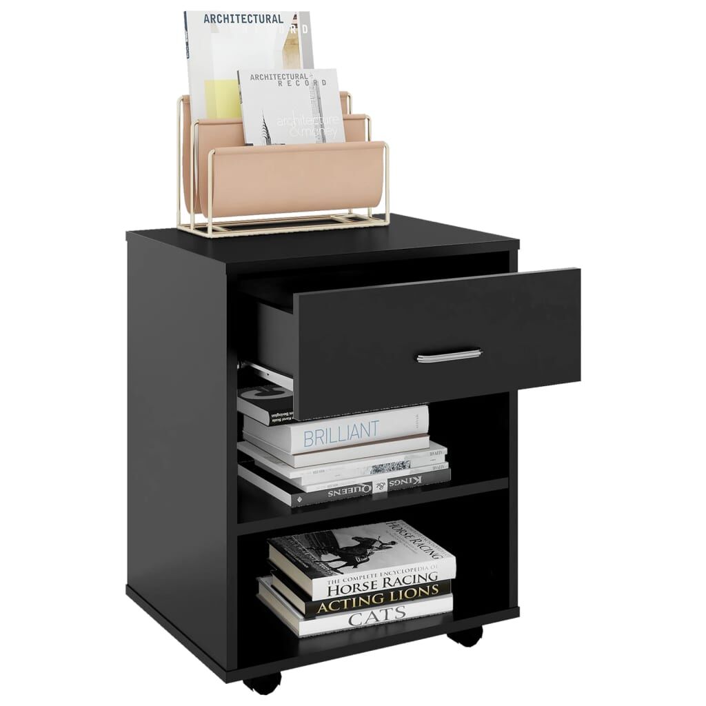 Rolling Cabinet Black 46x36x59 cm Engineered Wood Price