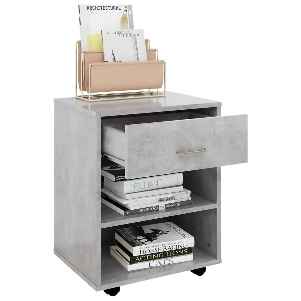 Rolling Cabinet Concrete Grey 46x36x59 cm Engineered Wood Price