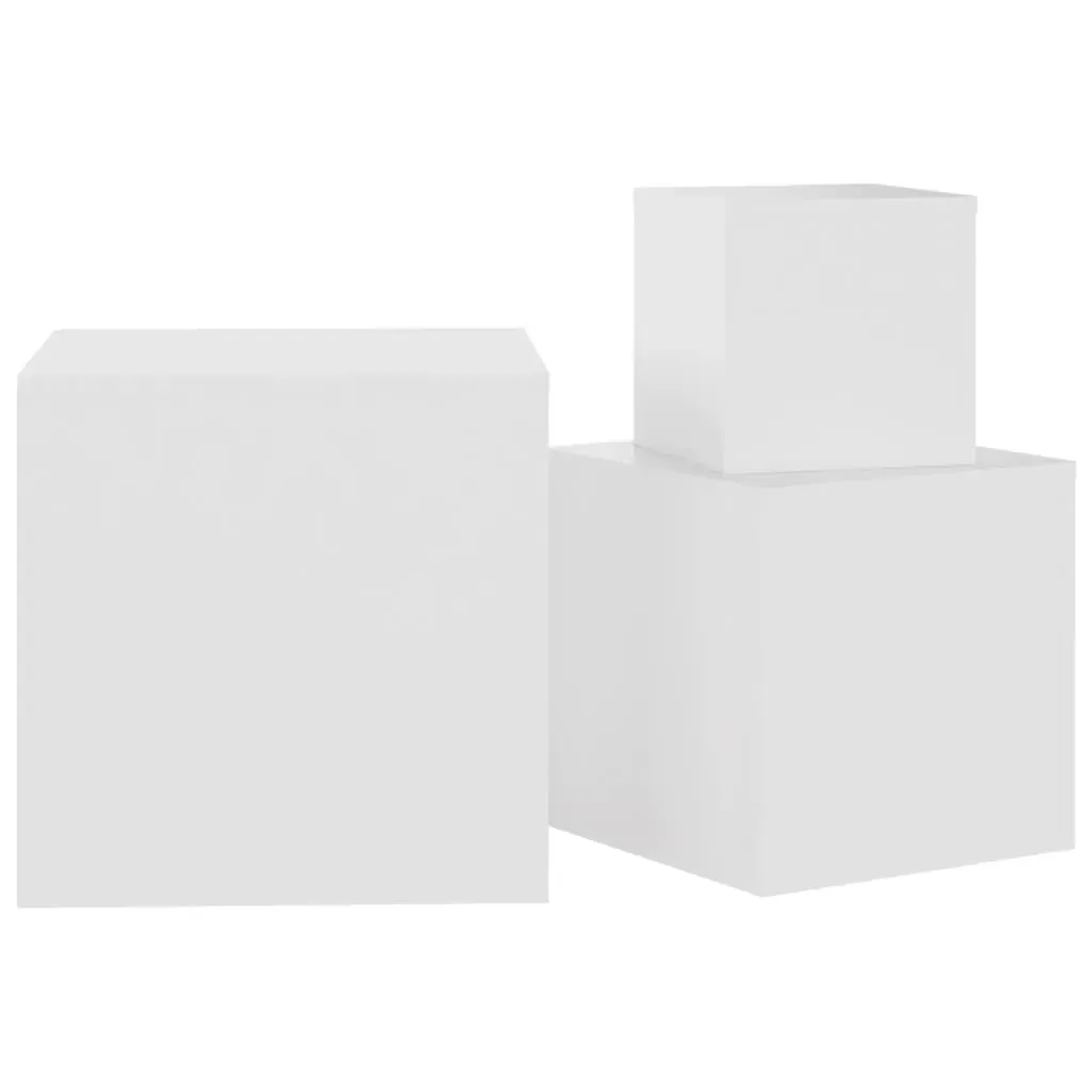 Side Tables 3 pcs White Engineered Wood Price