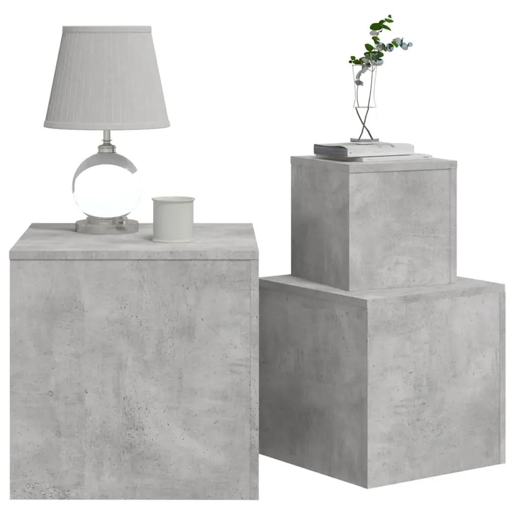 Side Tables 3 pcs Concrete Grey Engineered Wood Price