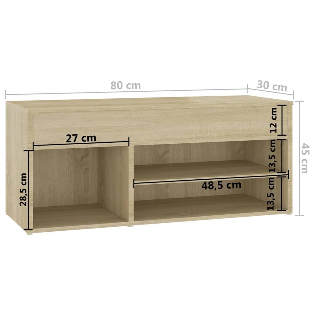 Shoe Bench Sonoma Oak 80x30x45 cm Engineered Wood Price