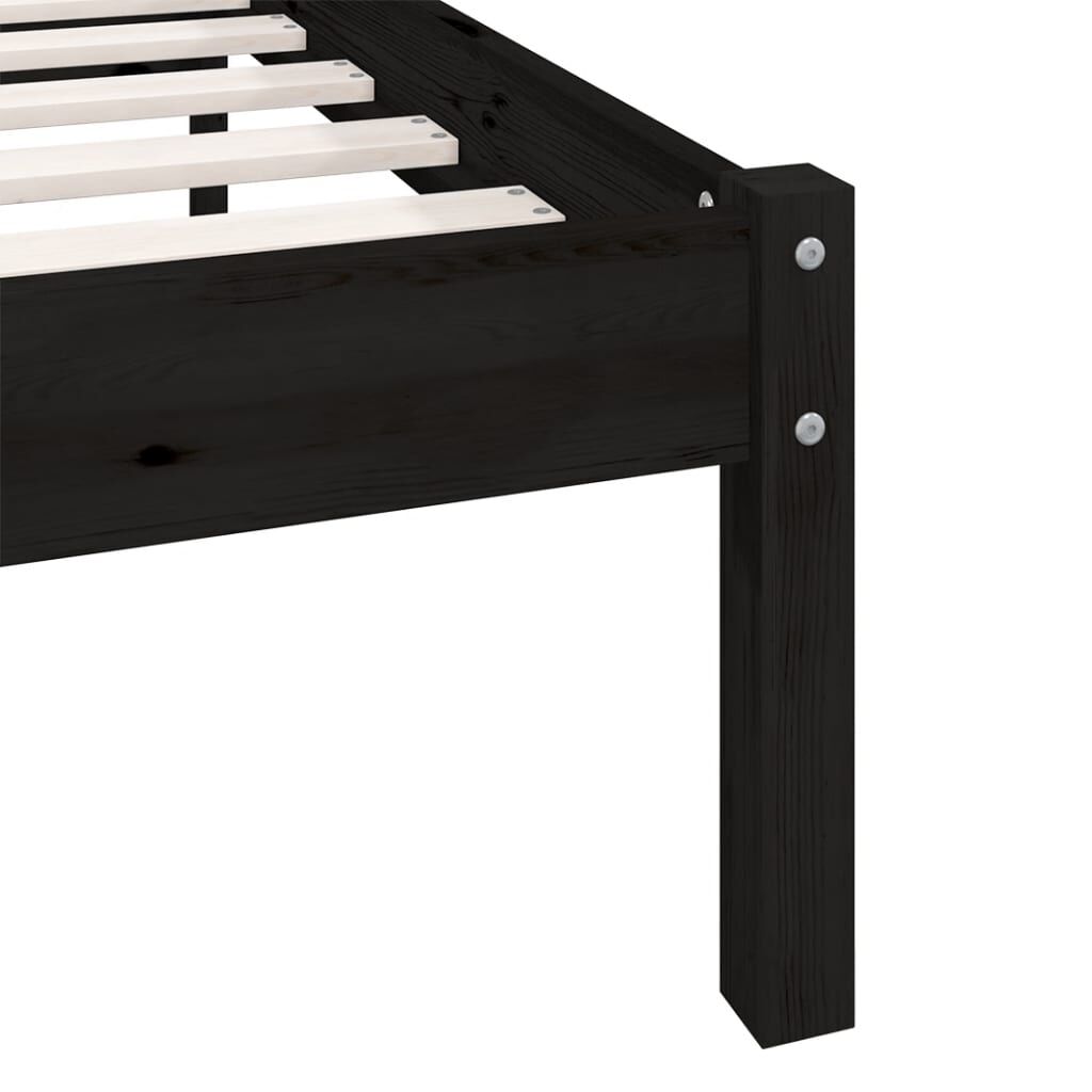 Bed Frame without Mattress Black Solid Wood 100x200 cm Price