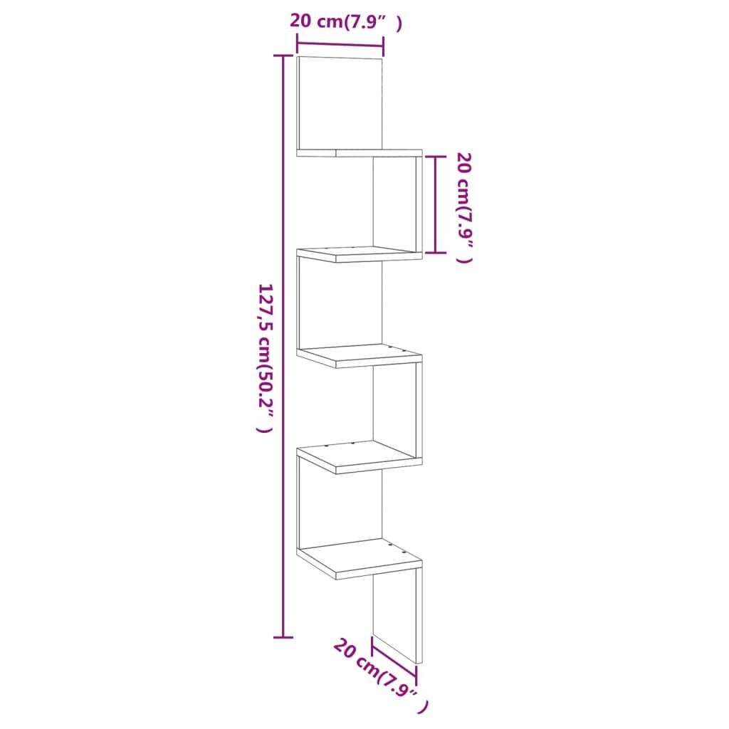 Wall Corner Shelf Smoked Oak 20x20x127.5 cm Engineered Wood Price