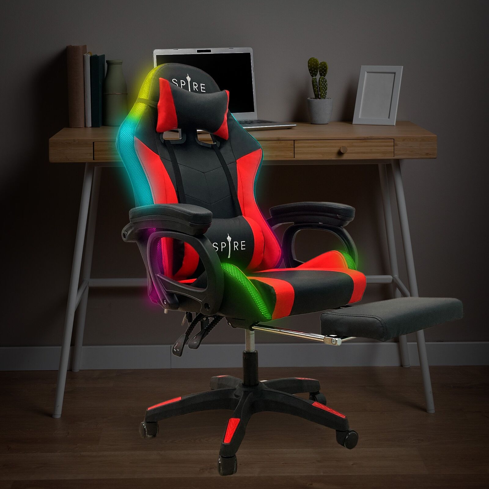 Spire Onyx LED Massage Gaming Chair - Red and Black Price