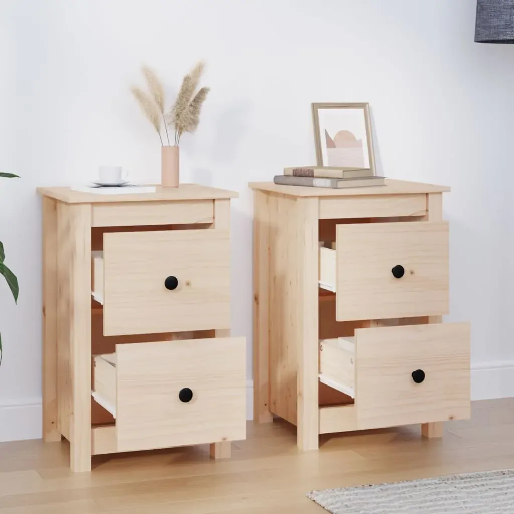 Bedside Cabinets 2 pcs 40x35x61.5 cm Solid Wood Pine Price