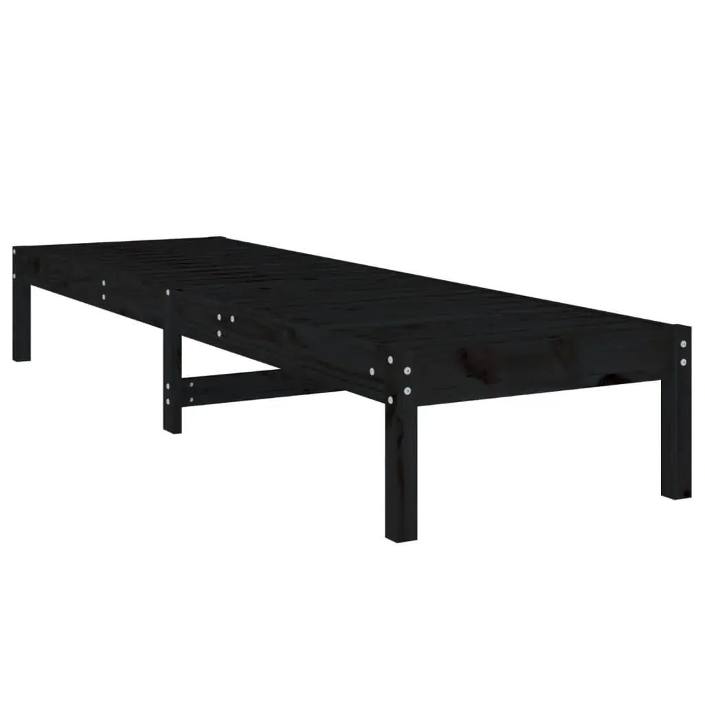 Sun Lounger Black 199.5x60x74 cm Solid Wood Pine Price