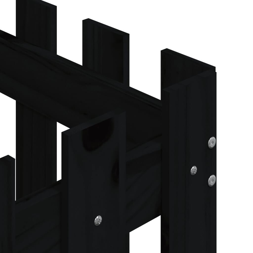 Garden Planter with Fence Design Black 50x50x50 cm Solid Wood Pine Price
