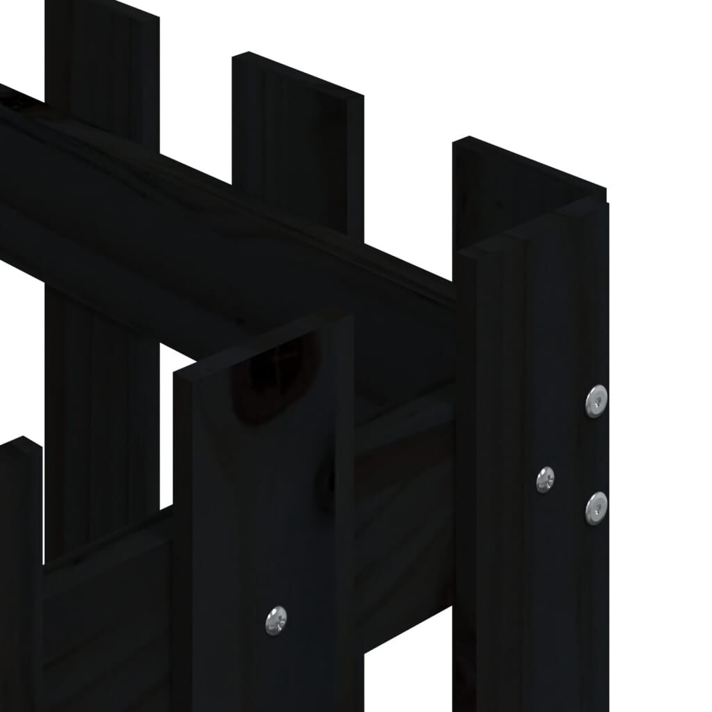 Garden Planter with Fence Design Black 60x60x60 cm Solid Wood Pine Price
