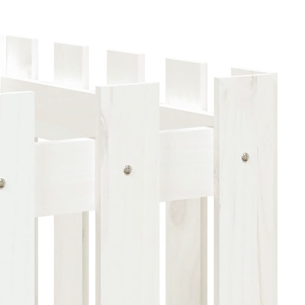 Garden Raised Bed with Fence Design White 200x50x50 cm Solid Wood Pine Price