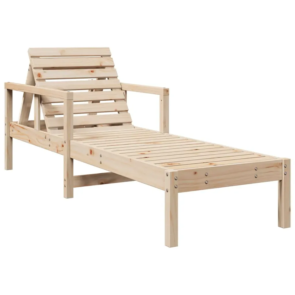 Sun Lounger 199.5x62x55 cm Solid Wood Pine Price