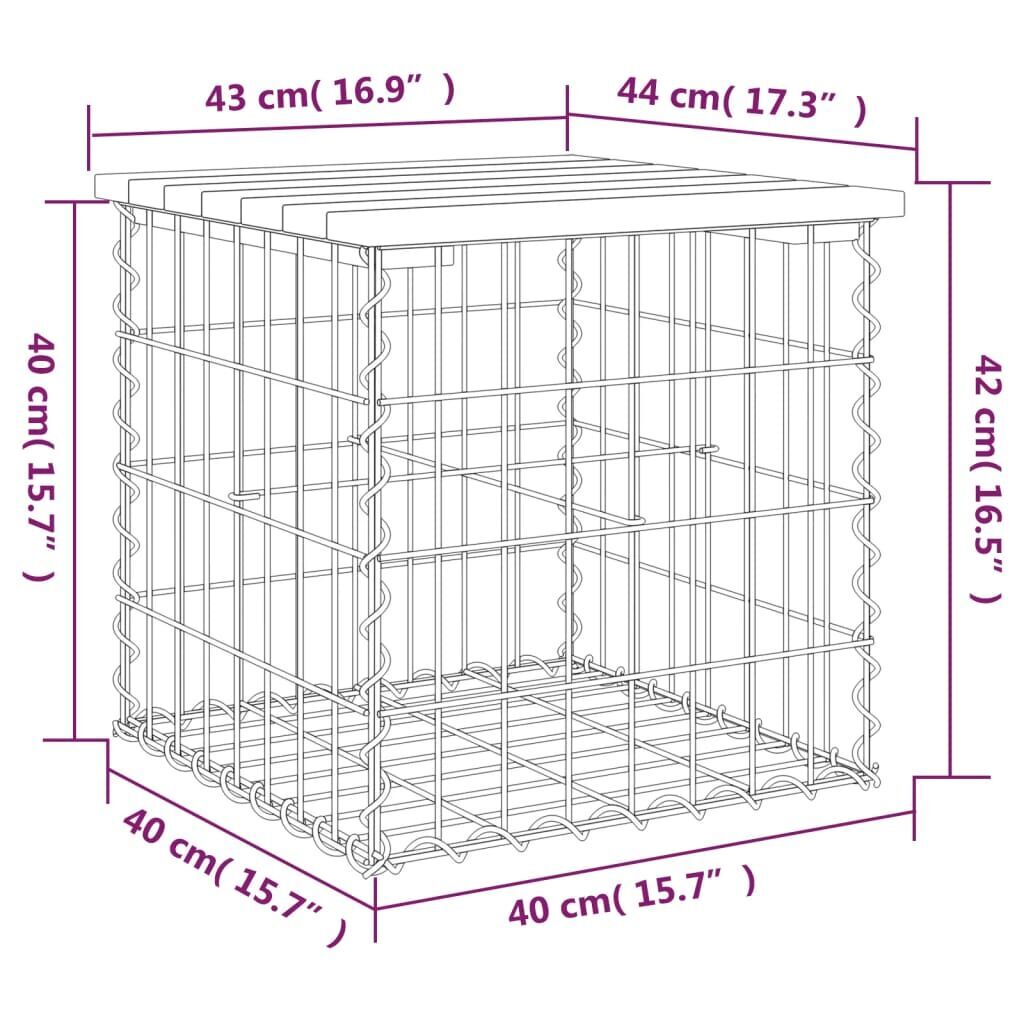 Garden Bench Gabion Design 43x44x42 cm Solid Wood Pine Price