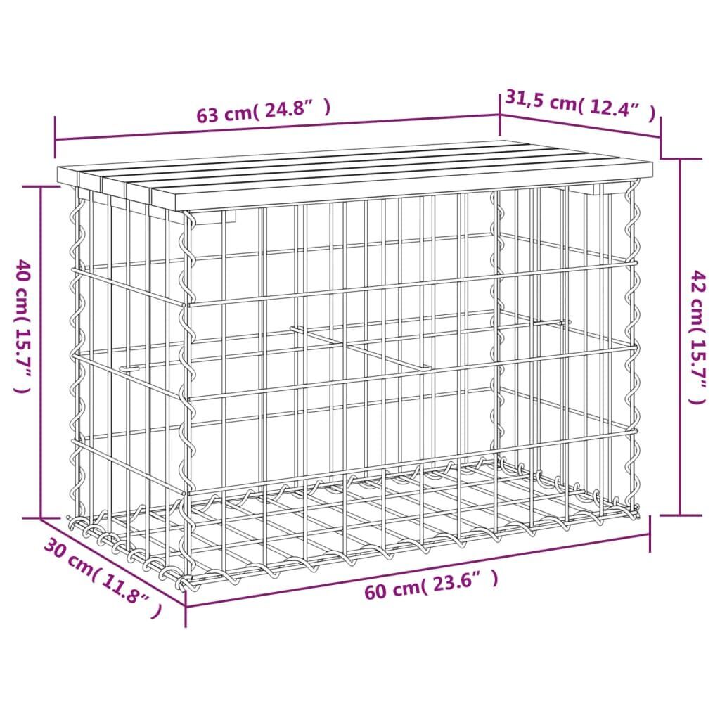Garden Bench Gabion Design 63x31.5x42 cm Solid Wood Pine Price