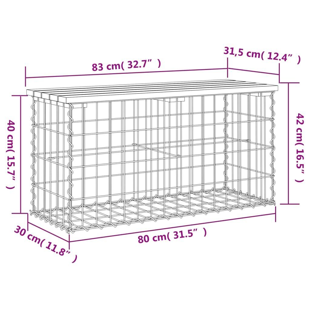 Garden Bench Gabion Design 83x31.5x42 cm Solid Wood Pine Price