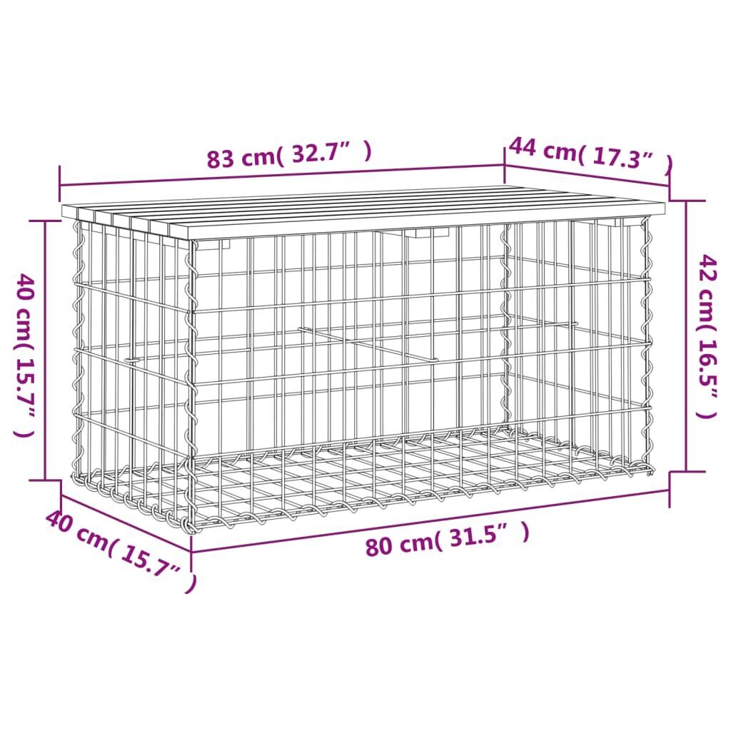Garden Bench Gabion Design 83x44x42 cm Solid Wood Pine Price