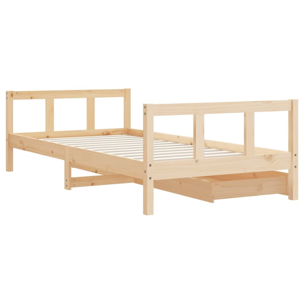 Kids Bed Frame with Drawers 90x190 cm Solid Wood Pine Price