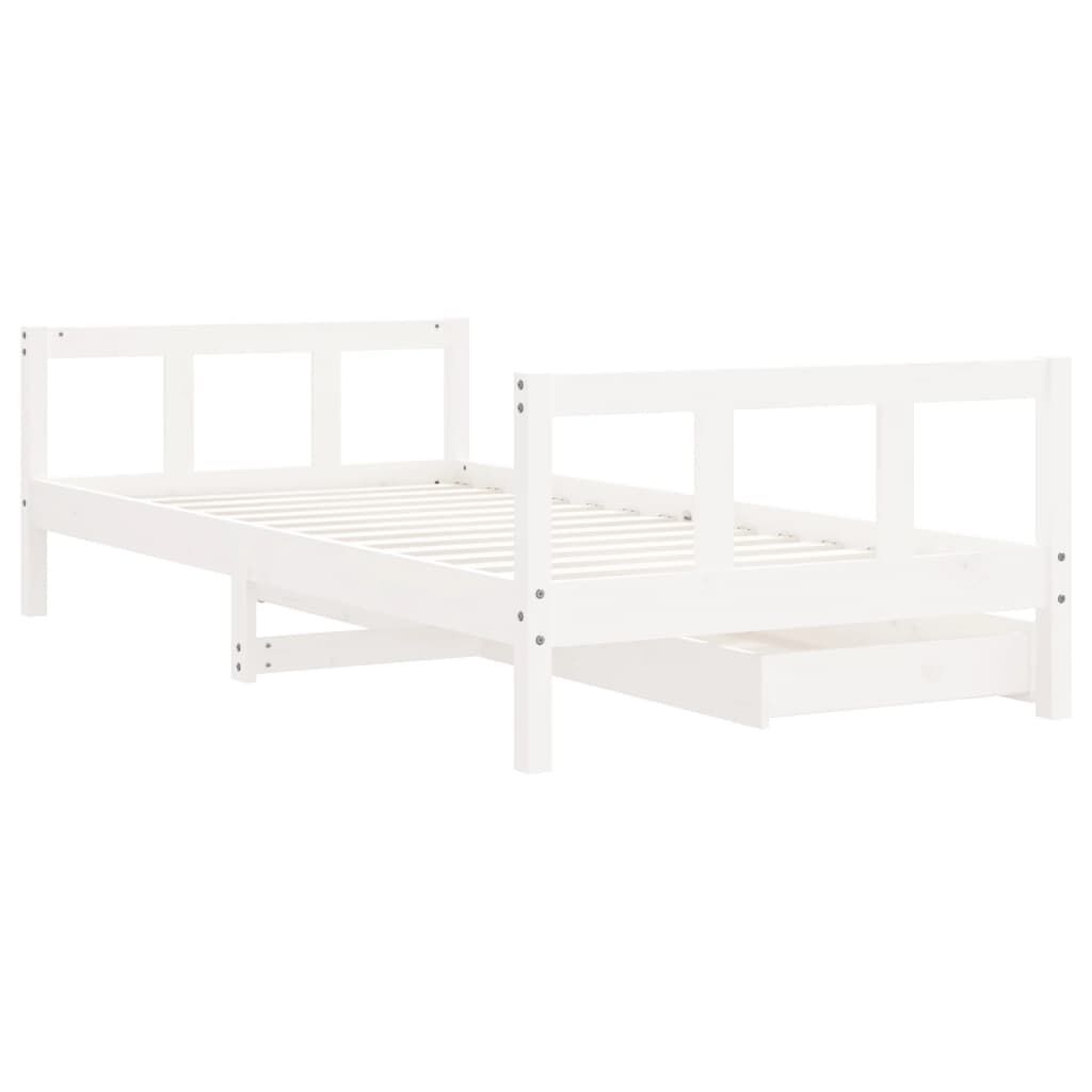 Kids Bed Frame with Drawers White 90x190 cm Solid Wood Pine Price