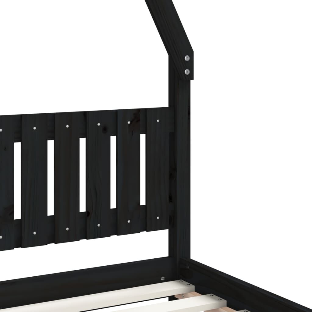 Kids Bed Frame Black 90x190 cm Solid Wood Pine Price
