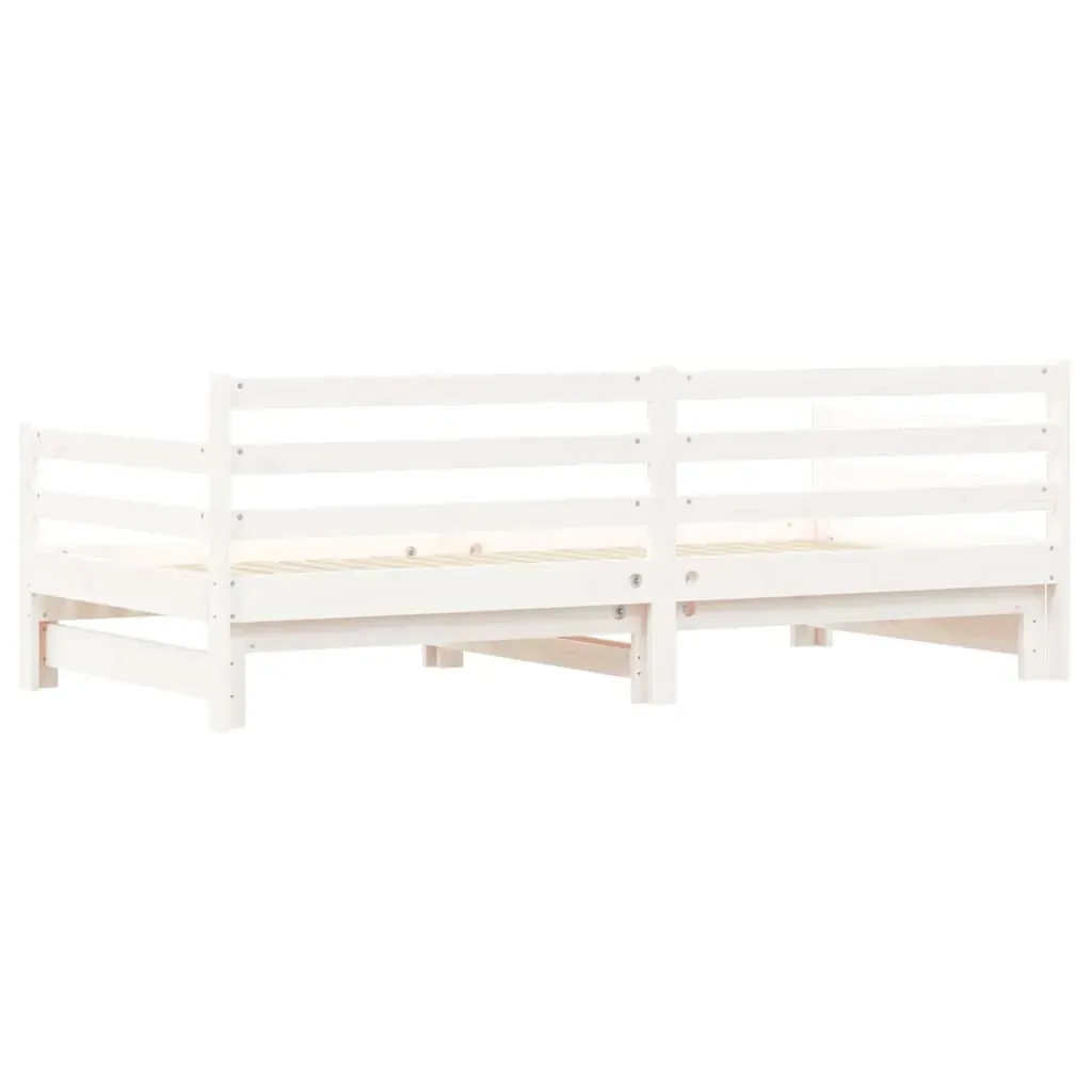 Daybed with Trundle without Mattress White 90x190 cm Solid Wood Price