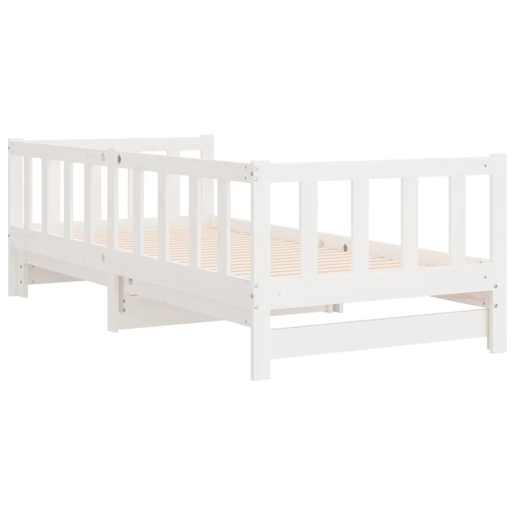 Day Bed with Trundle without Mattress White 90x190 cm Solid Wood Price