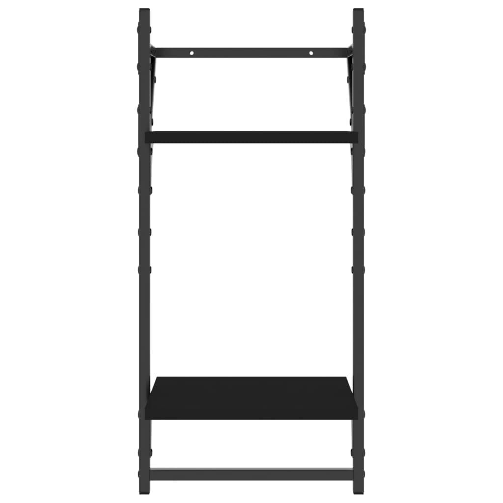 4 Piece Wall Shelf Set with Bars Black Engineered Wood Price