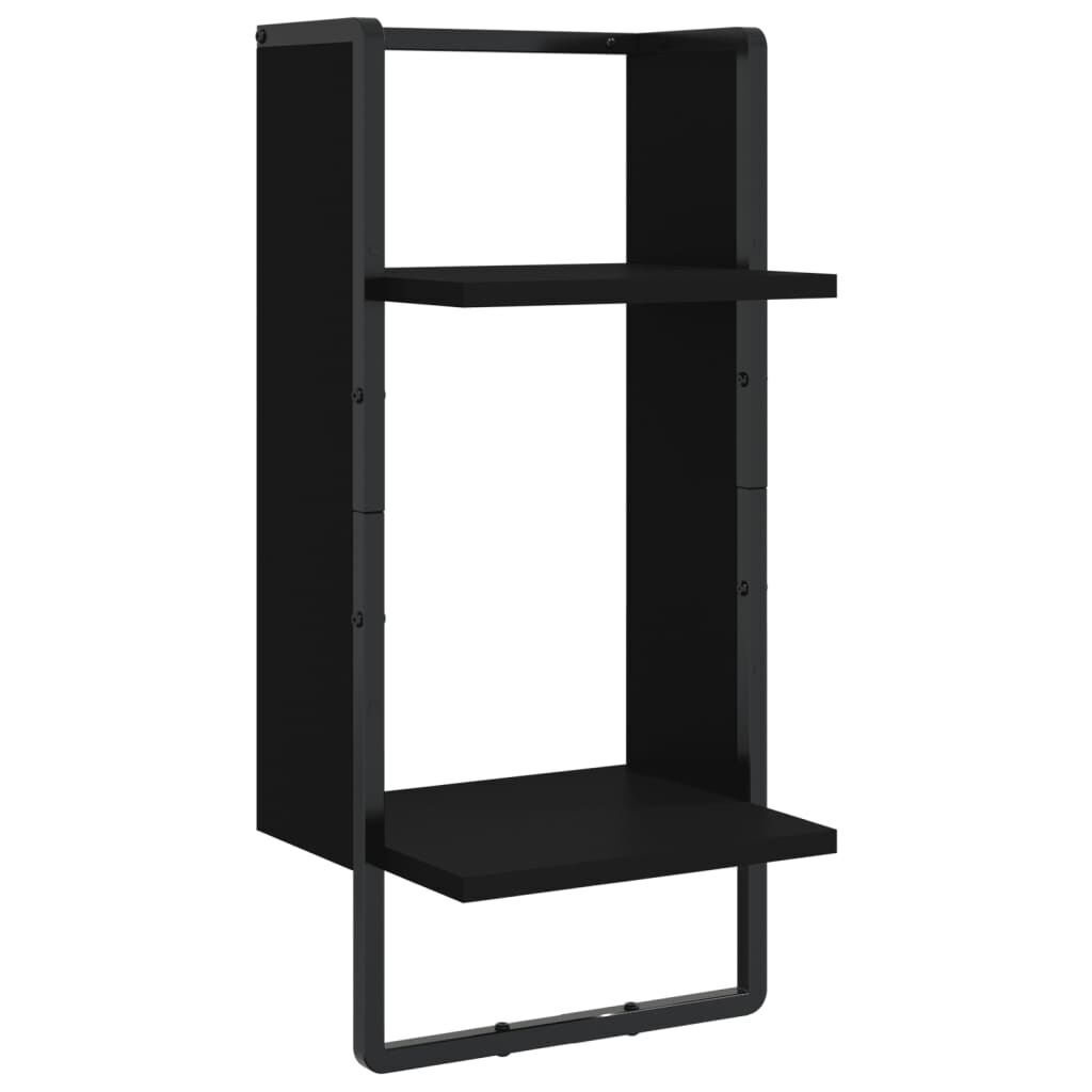 4 Piece Wall Shelf Set with Bars Black Engineered Wood Price
