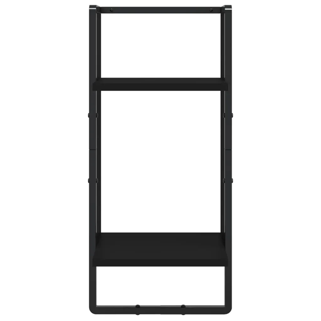 4 Piece Wall Shelf Set with Bars Black Engineered Wood Price