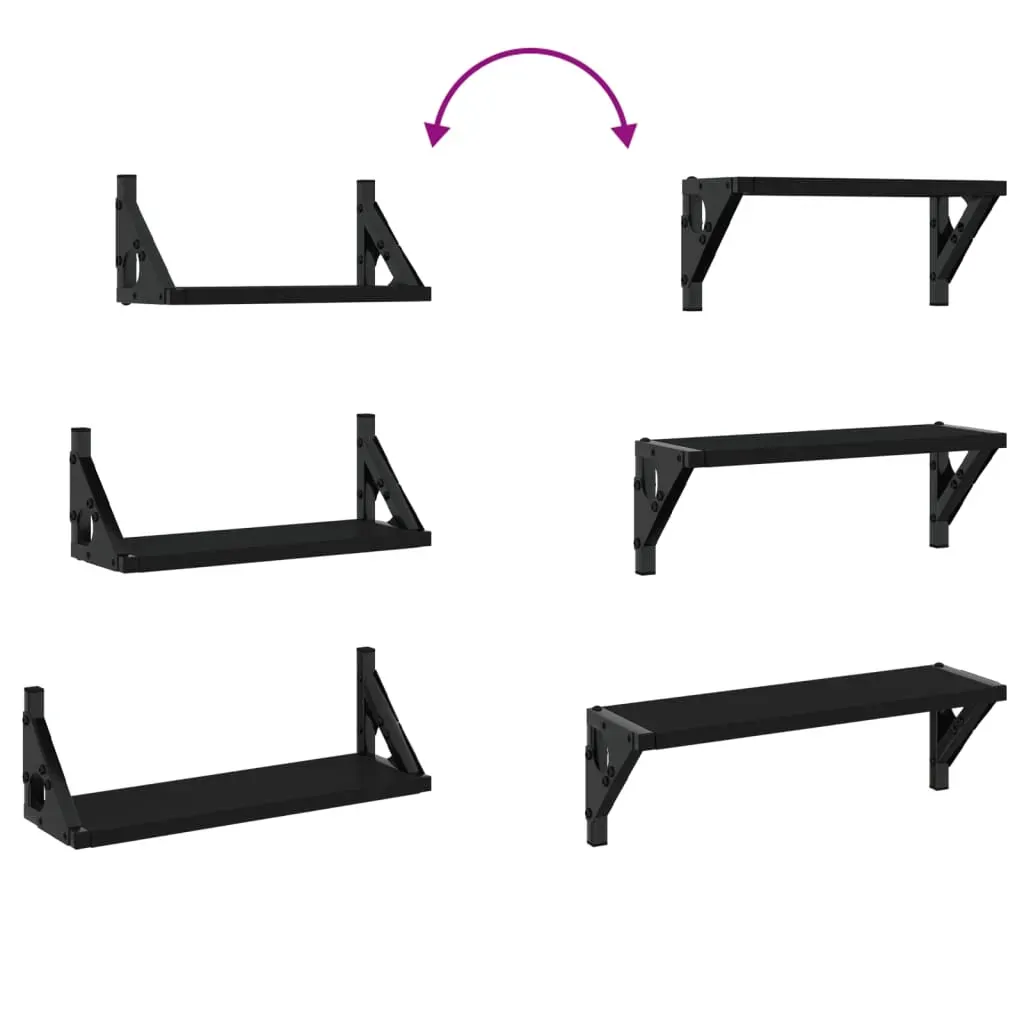 3 Piece Wall Shelf Set Black Engineered Wood Price