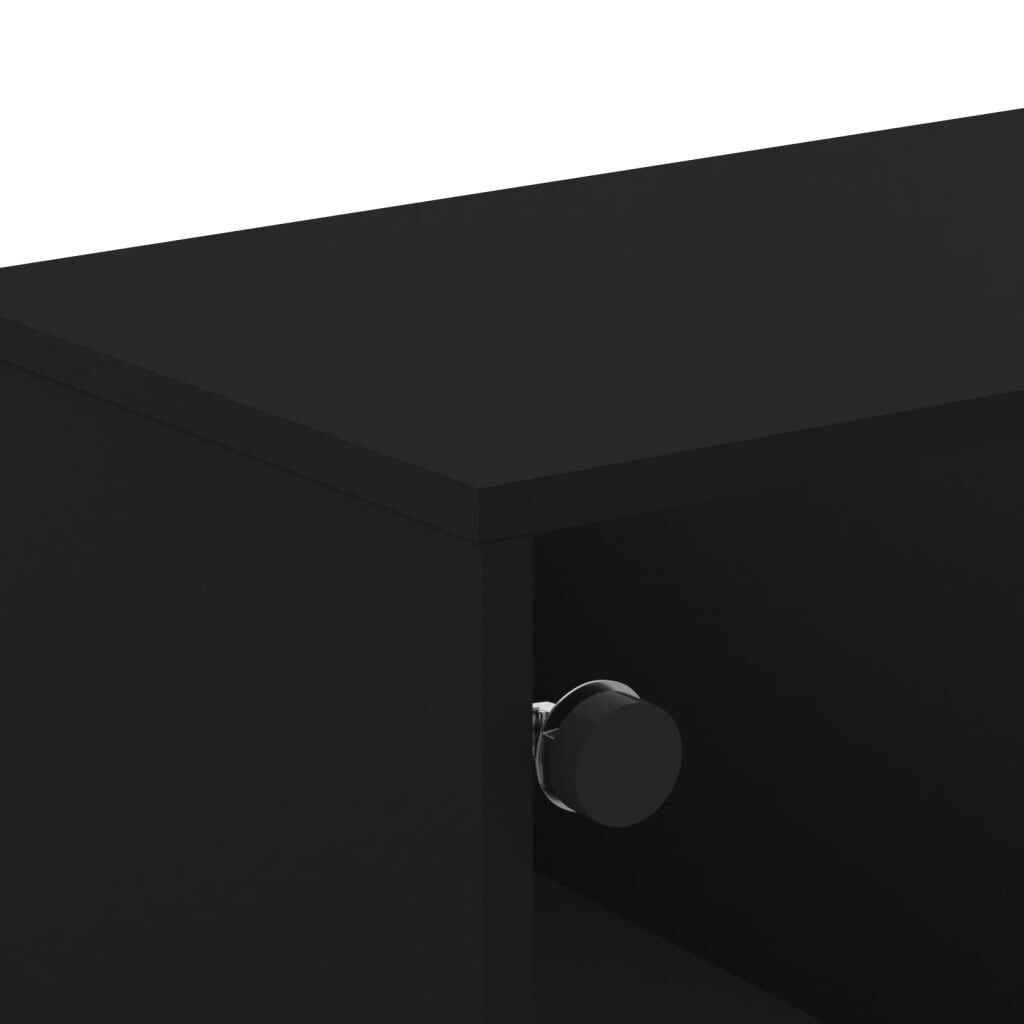 TV Cabinet with Glass Doors Black 102x37x50 cm Price