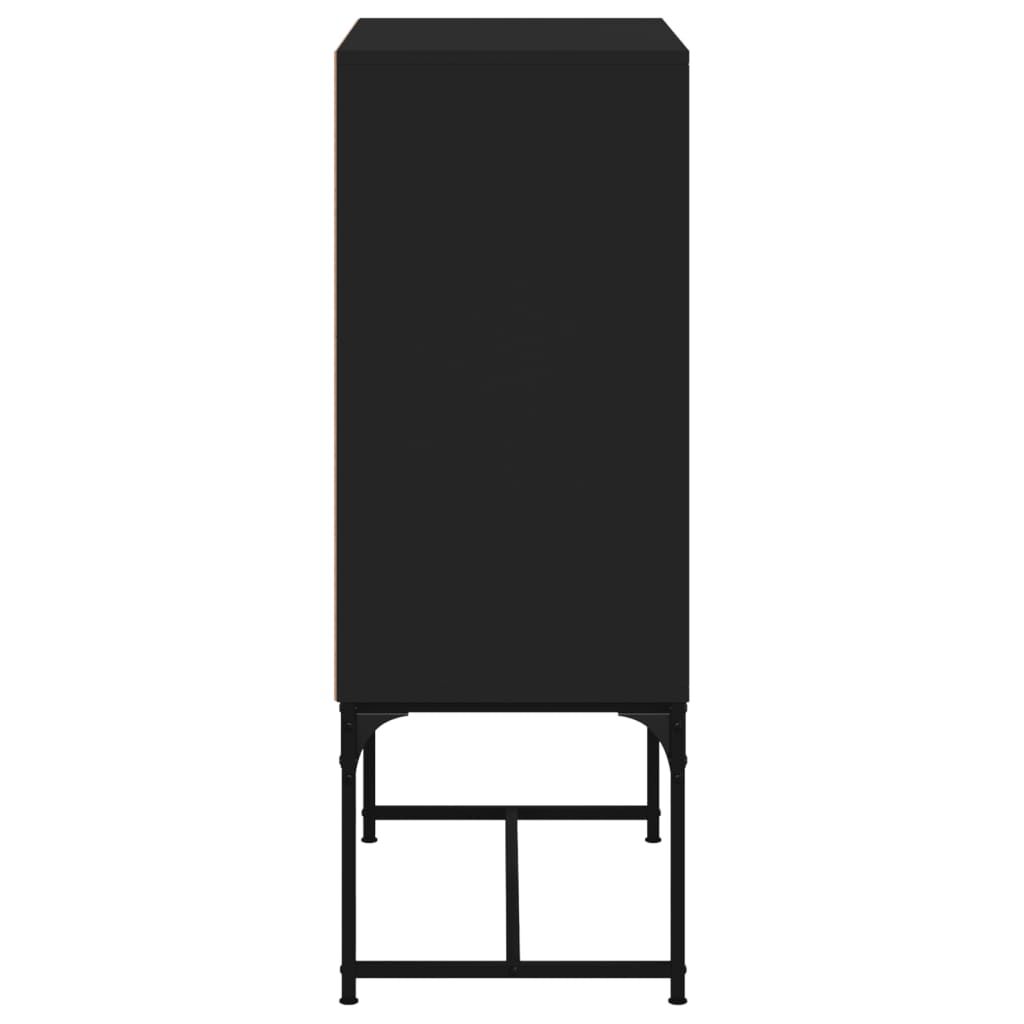 Side Cabinet with Glass Doors Black 69x37x100 cm Price