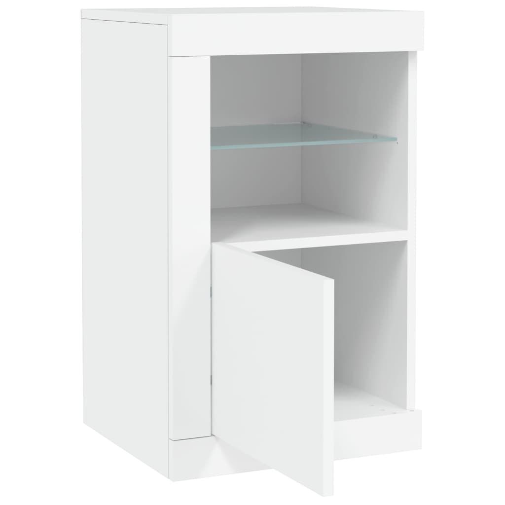 Side Cabinets with LED Lights 2 pcs White Engineered Wood Price