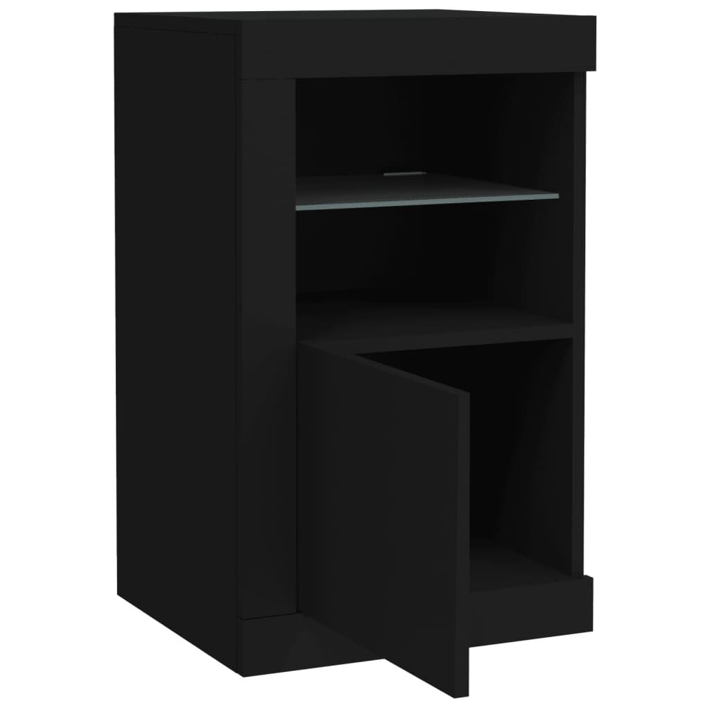 Side Cabinets with LED Lights 2 pcs Black Engineered Wood Price
