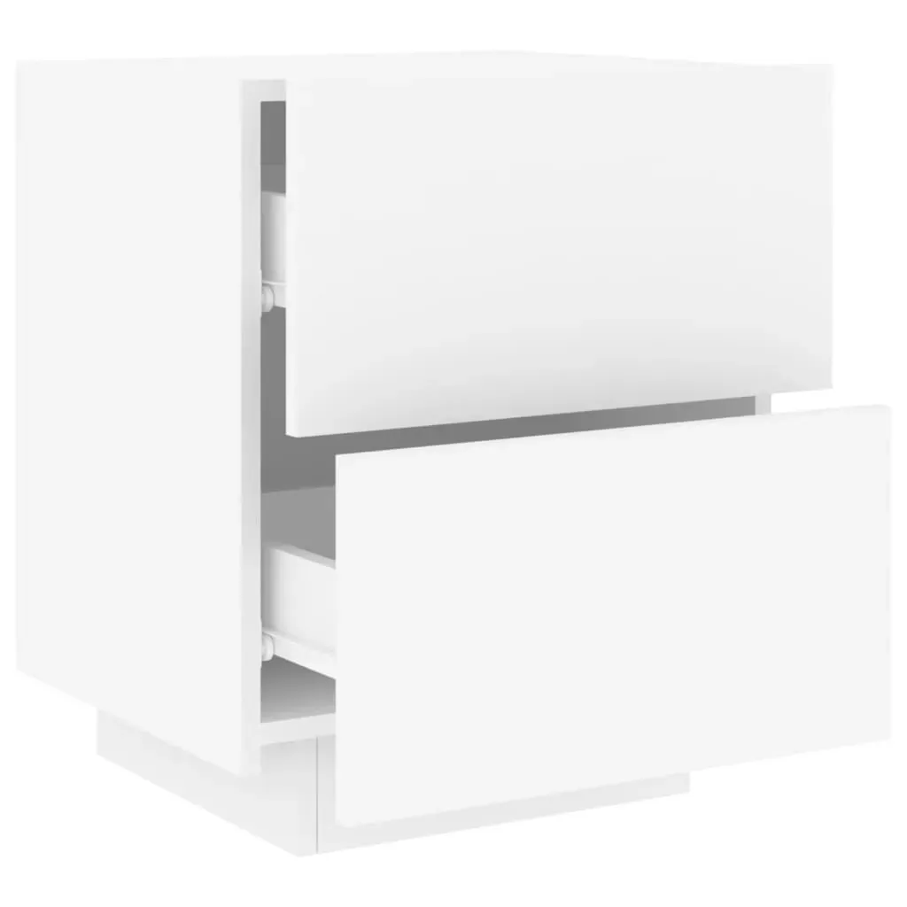 Bedside Cabinets with LED Lights 2 pcs White Engineered Wood Price