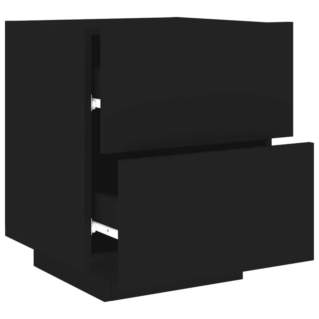 Bedside Cabinets with LED Lights 2 pcs Black Engineered Wood Price
