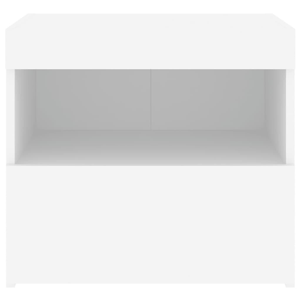 Bedside Cabinet with LED Lights White 50x40x45 cm Price