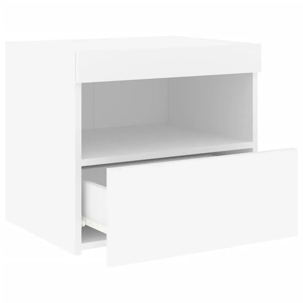 Bedside Cabinet with LED Lights White 50x40x45 cm Price