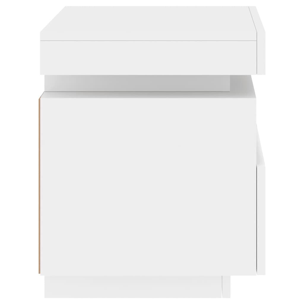Bedside Cabinet with LED Lights White 40x39x48.5 cm Price