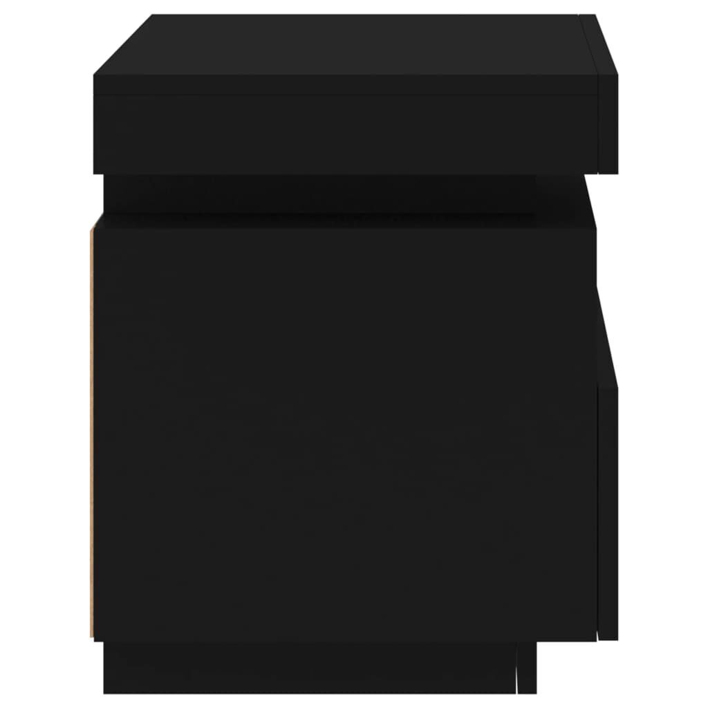 Bedside Cabinet with LED Lights Black 40x39x48.5 cm Price