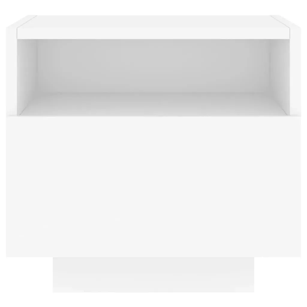 Bedside Cabinet with LED Lights White 40x39x37 cm Price