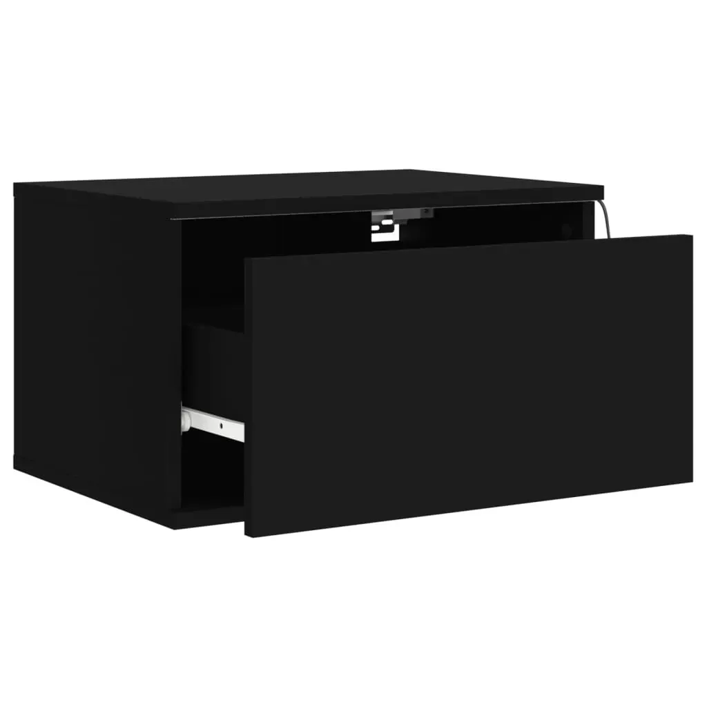 Wall-mounted Bedside Cabinets with LED Lights 2 pcs Black Price