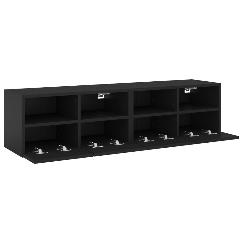 TV Wall Cabinets 2 pcs Black 60x30x30 cm Engineered Wood Price