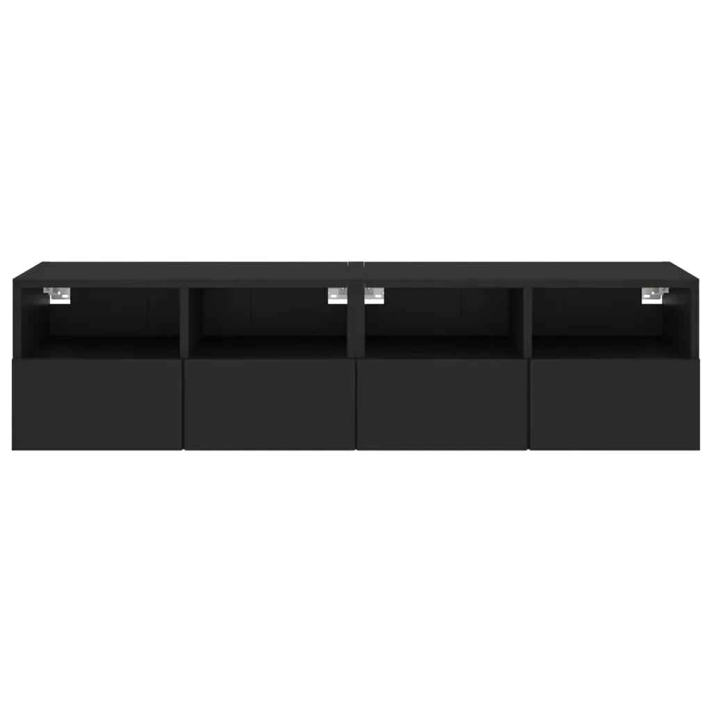 TV Wall Cabinets 2 pcs Black 60x30x30 cm Engineered Wood Price