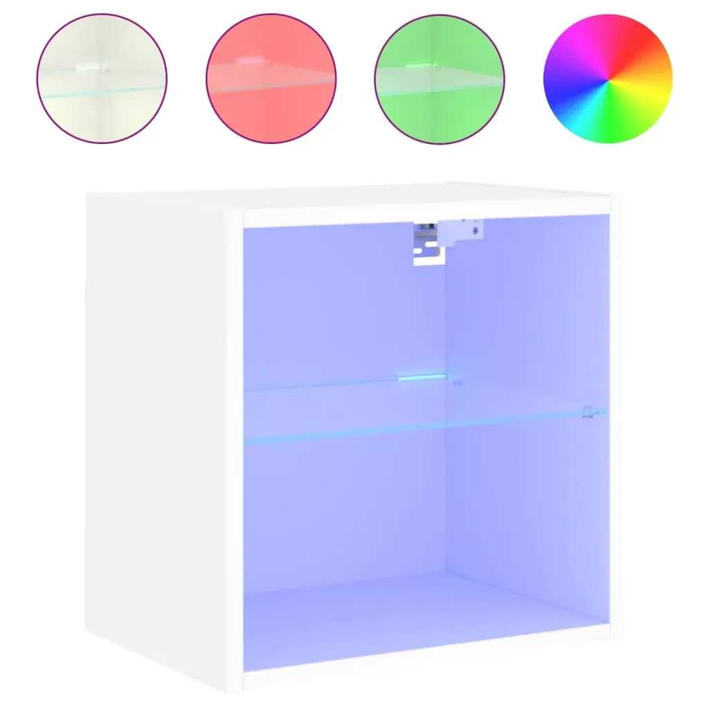 Bedside Cabinets with LED Lights Wall-mounted 2 pcs White Price