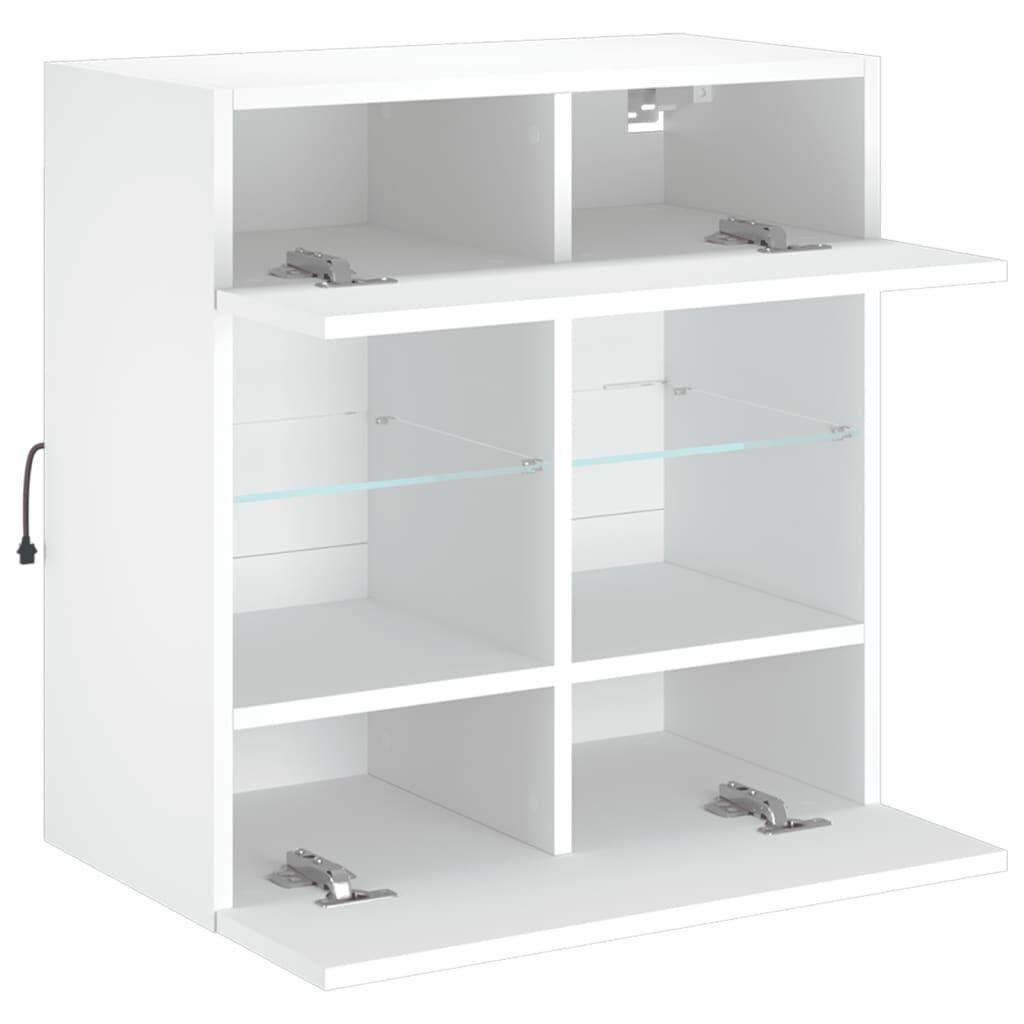 TV Wall Cabinet with LED Lights White 58.5x30x60.5 cm Price