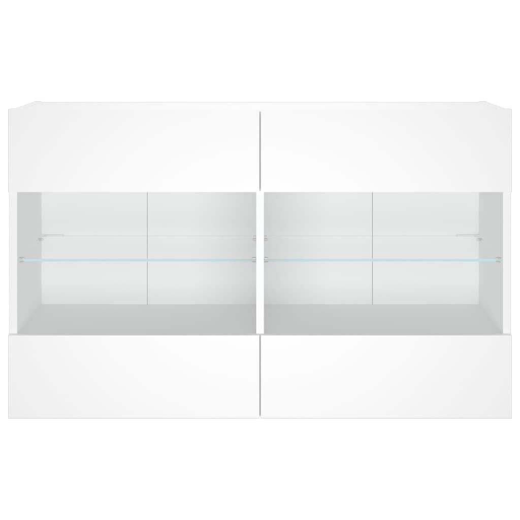 TV Wall Cabinet with LED Lights White 98.5x30x60.5 cm Price