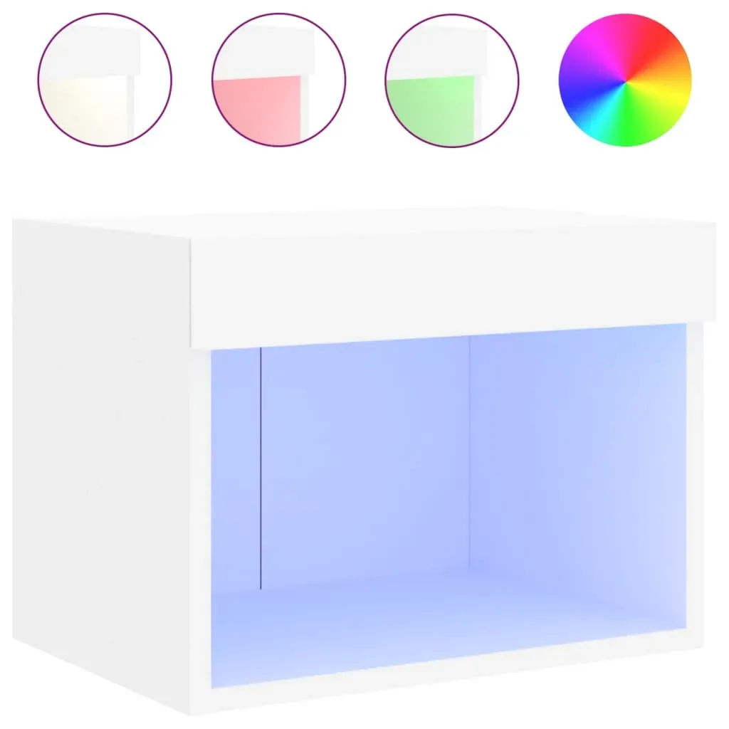 Bedside Cabinets with LED Lights Wall-mounted 2 pcs White Price