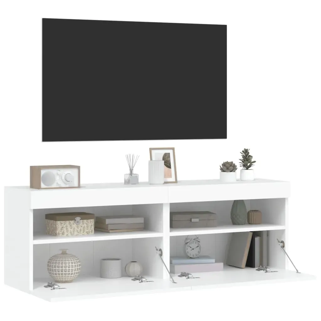 TV Wall Cabinets with LED Lights 2 pcs White 60x30x40 cm Price