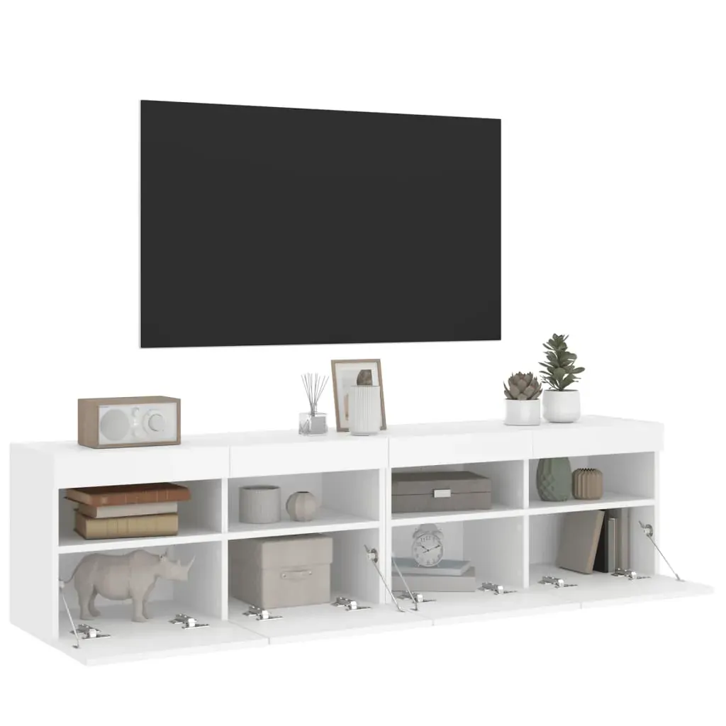 TV Wall Cabinets with LED Lights 2 pcs White 80x30x40 cm Price